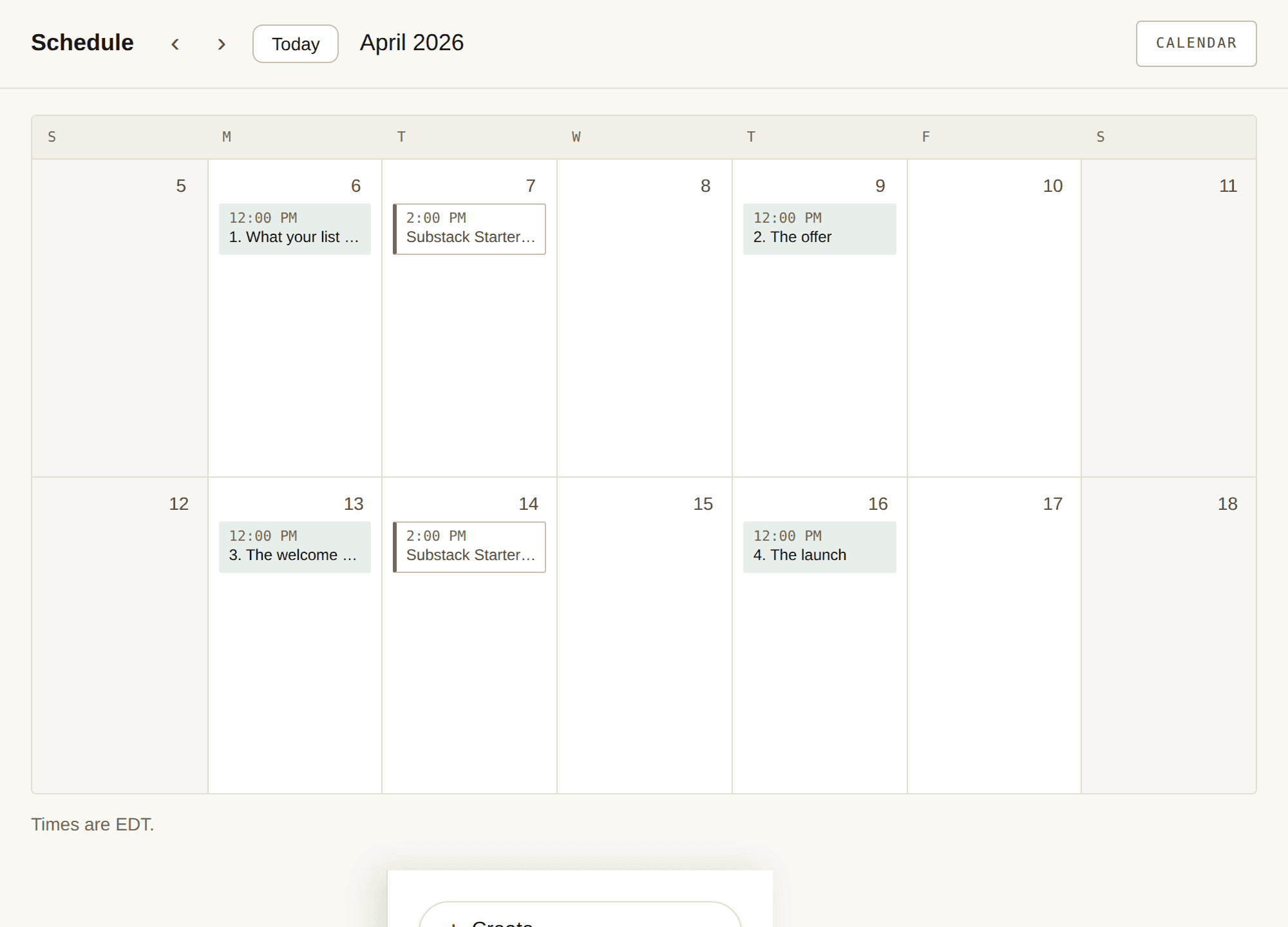 Every live session on one calendar, in your students' clock